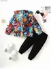 Clothing Sets Two Sets Of Baby Boys Casual Cute Monster Pattern Half Open Front Hoodie Pants Spring And Autumn