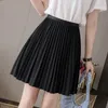 Skirts 2024 Summer Elastic High Waist Fashion A-line Pleated Short Female Holiday Beach Casual Solid Color Mini Skirt Women