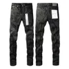 Hommes femmes High Street Wash denim brodé bouton de fermeture éclair Slim jambe droite jean lavé vieux long jean noir jean empilé pantalon pour homme