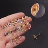 Orecchini a lobo Moda Ins 1 Pezzo 20G Acciaio inossidabile Cartilagine Zircone colorato Dreamcatcher Helix Daith Conchiglia Trago Gioielli penetranti