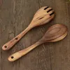 Spoons Scoop Cooking Utensils Kitchen Tools Cutlery Salad Natural Fork Wooden Spoon Large Tableware