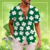 Mens T Shirts Fashion St Day 3D Digital Tryckt Single Breasted Short Sleeved Shirt Casual Dress Men