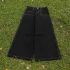 Jeans da uomo Y2k Baggy ricamato nero Jeans larghi a gamba larga Pantaloni da coppia Four Seasons Streetwear USA Jeans casual da uomo e da donnaH24222