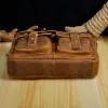 Sırt çantası erkek kaliteli deri antika retro iş çantası 13 "dizüstü bilgisayar kasası ataşe portföy çantası bir omuz messenger çantası b207