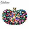Chaliwini Evening Diamond Two Side Floral Woman Clutch Bag Multi Crystal Sling Package Wedding Purse Matching Wallet Handbags 240219