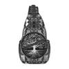 Backpack Tree Of Life Gray Scale Gemstone Sling Bag Men Cool Vikings Yggdrasil Shoulder Crossbody Chest Travel Hiking Daypack