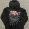 Sp5der Web Hoodie Designer Sweatshirt Männer Schaum Euro-amerikanische Ins Millennium Y2k 23 Neuer Stil Schwarz Rosa Sml XL Einfarbig Langarm U050