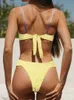 Kvinnors badkläder Bikinis Set String Bikini Sexig baddräkt Kvinnor 2024 Push Up badkläder Baddräkt Yellow Biquini Brazilian Summer Beachwear T240222