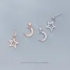 Earrings MODIAN Twinkle Zircon Star Moon Asymmetry Dangle Earring for Women 925 Sterling Silver Wedding Engagement Earring Fine Jewelry