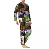 Vêtements de nuit pour hommes Pyjama de course de chevaux Ensemble d'automne Imprimé animal Chambre chaude Lady 2 pièces Vintage Oversize Graphique Costume de maison Cadeau d'anniversaire