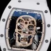 RMウォッチメンズリストウォッチモイサナイト腕時計リチャードミルRM52-01スカルヘッドホワイトセラミックマニュアルメカニカルフルホロームーブメントメンズウォッチ