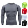 Completo da yoga Maglietta comoda da uomo a maniche lunghe T-shirt fitness da uomo ad asciugatura rapida O-Collo Skinny Fit Top sportivo Attillato da corsa