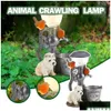 Decorative Objects Figurines Cat Dog Rabbit Creativity Solar Lamp Statue Window Animal Light Decoration Climbing Decor Garden Home Dhgda