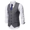 Hommes col en v costume Gilet coupe ajustée simple boutonnage gilets Homme robe Gilet Homme décontracté sans manches formel affaires