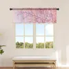 Rideau en Tulle rose avec fleurs de cerisier et papillon, pour fenêtre transparente courte, pour cuisine, chambre à coucher, décoration de maison, petits rideaux en Voile