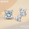 Earrings Real 1 CT D Color Moissanite Stud Earrings For Women 925 Sterling Silver Sparkling Princess Cut Diamond Earring Wedding Jewelry