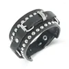 Charm Armband Chic Punk Bangles Gothic Rock for Women Män unisex Rivet Cool Wide Cuff Leather Belt Buckle S331