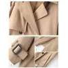 Trench Allentato Retros Doppio Petto Nero Khaki Giacca A Vento Delle Donne 2022 Autunno Fashion Design Vintage Tunica Telai Casual Cappotto Lungo