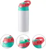 12oz تسامي الفراغات Kids Kids Mugs Tumbler Baby Bottle Cups Cups White Water Bottle with Straw and Lid 6 Color Lids FY5286