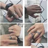 Cluster Ringe Hohe Qualität Titan Stahl Paar Ringe Für Frauen Männer Persönlichkeit Hip-Hop Kette Rotierenden Ring Mode Jewelr Dhgarden Dhrnc