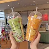 Summer net red new Kullomi plastic water cup cute cartoon high appearance horizontal double straw cup