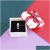 Other Fashion White Fancy Paper Gift Box For Necklace Ring Bracelet High Quality Cardboard With Big Red Ribbon Bow Drop Delivery Jewel Dh7Sn