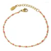 Charmarmband Enkelt rostfritt stål för kvinna Gyllene färglänkskedjor Pärlor damer armband femme smycken