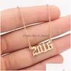 Pendant Necklaces New Personality Birth Year Charm Necklace Number Pendant For Women Stainless Steel Fashion Birthday Gift J Dhgarden Dh2Zh