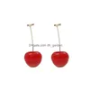 Dangle & Chandelier Unique Design Sweet Fruit 3D Red Cherry Resin Pendant Earring For Women Gold Alloy Fashion Drop Earring Dhgarden Dhusa