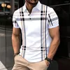 Polos pour hommes été décontracté à manches courtes Polo mode Plaid revers T-shirt respirant bouton vêtements