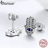 Örhängen Bamoer Trendy 100% 925 Sterling Silver Fashion Hamsa Hand Clear CZ Studörhängen för kvinnor Sterling Silver Jewelry Gift SCE389