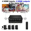 Cables Quad Multiviewer 4K HDMI Splitter Switch HDMI Matrix 4x2 Hub 4 Way for PC Game Monitor Office Real Time Seamless at One Screen