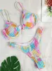 Maillots de bain pour femmes Bikinis Set Triangle Bikinis Femmes Maillot de bain Sexy Bikini Set Patchwork String Push Up Beachwear 2023 Maillots de bain plissés T240222