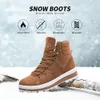 FRACORA Botas cortas de moda con cordones y tobillo para mujer, invierno, nieve, cremallera lateral