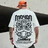 China-Chic short sleeved t-shirt mens Chinese oversize fashion label summer loose large lion half sleeve men 8XL