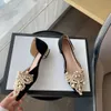 New Crown Flats Women Wedding Shoes Pointed Toe Female Dress Moccasins Low Pearl Heel Ladies Fashion Style 35-43
