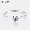 Rings Thin Rings for Women 925 Silver Real Moissanite 0.5CT D Color VVS Classic 4 Prongs Engagement Girls Finger Ring Green Gift Box