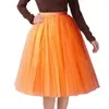 Skirts Carnival Women Knee Length Skirt Gauze Pleated Tutu Solid Color Mardi Gras Party Stage Performance Dance Ball Gown