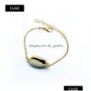 Catena Nuovo arrivo Stile europeo Colore oro Genuino Conchiglia di ciprea Bracciale a catena regolabile Gioielli eleganti per donna Accessori Makin Dhwkg