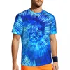 T-shirt da uomo Hippie Tie Dye T-shirt Uomo Blu Arte moderna Y2K T-shirt sportive casual Traspirante Moda estiva T-shirt grafica Oversize