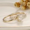 Rings CxsJeremy Solid 14K 585 Yellow Gold 2ct Oval Cut 7*9mm Moissanite Engagement Ring Set Wedding Band Women Fashion Rings