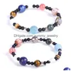 Perles Pierre Naturelle Perles Brins Galaxy Système Solaire Bracelet Univers Neuf Planètes Terre Étoiles Lune Bracelets Pour Femmes Hommes Fash Dhsrk