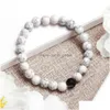 Pärlstav ny handemad matt svart vit onxy howlite pärlor armband för kvinnor man 8mm natursten elastisk trendig smycken gåva droppe d dhqtr