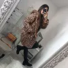 Pelliccia da donna Taglie forti Stampa leopardata Gilet in pelliccia sintetica Gilet a maniche lunghe Scaldacorpo Cappotto in finta pelliccia Cappotto Capispalla con cappuccio