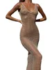 Haut transparent au crochet pour femmes, sans bretelle arrière et haut en filet de poisson, robe de vacances à la plage 240222