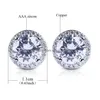 Stud New 11Mm Cubic Zirconia Round Gemstone Stud Earrings For Women Girls Fashion Colorf Copper Inlay Zircon Cz Earring Jew Dhgarden Dh3Zj