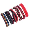 Charme pulseiras moda trança pulseiras simples xadrez punk mti camada tecida wrap manguito pulseira mens ajustável couro genuíno charme judeu dhrec