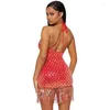 Sukienki swobodne Bodycon seksowna koronkowa w górę kantarka Kobiety Summer Fashion Mini nocny klub sukienki 2024 Bez pleców rękawów