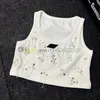 Maglietta con nappa con strass Maglietta da donna con stemma in metallo Designer Crop Top Girocollo in maglia Abito da donna Abiti senza maniche