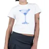 T-shirt da donna Y2k Camicia con stampa fiocco Grafica Crop Top Donna Teen Girl Manica corta Slim Fit Fata Grunge Estetica estiva Baby Tee